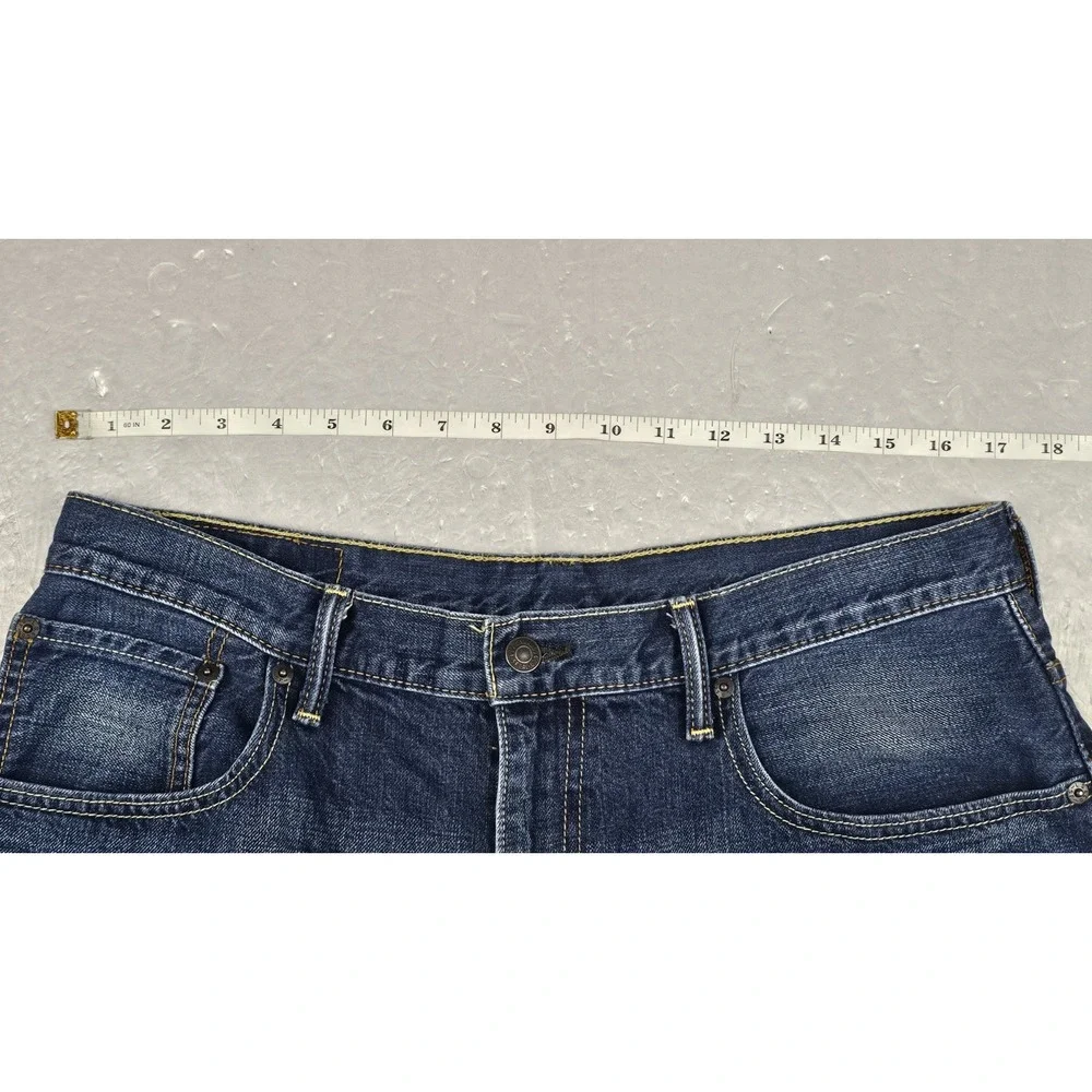 Levis 569 Loose Straight Fit Denim Shorts Mens 34 Dark Wask Whisker Fade Jean